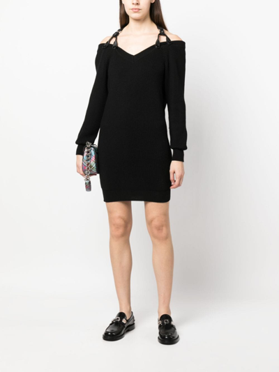 Shop Moschino Braces-detail Knitted Dress In Black