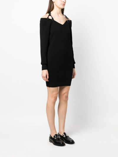 Shop Moschino Braces-detail Knitted Dress In Black