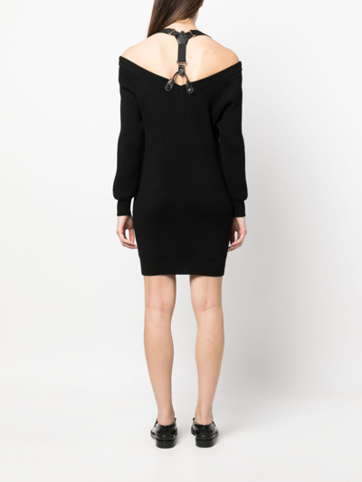 Shop Moschino Braces-detail Knitted Dress In Black