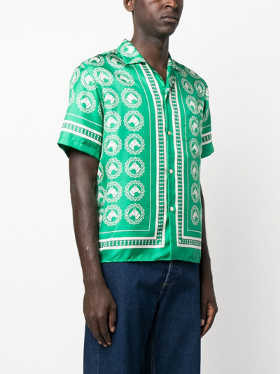 Shop Gucci Graphic-print Silk Shirt In Green