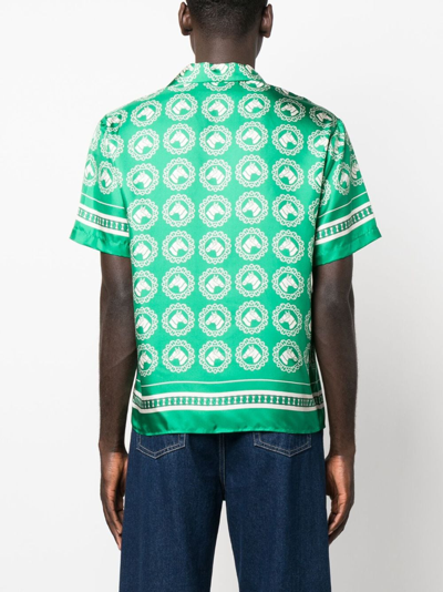 Shop Gucci Graphic-print Silk Shirt In Green