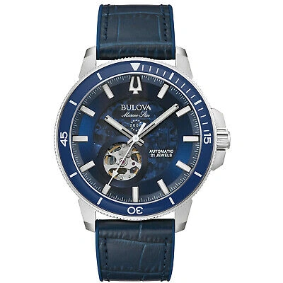 Pre-owned Bulova Men's Marine Star Blue Dial Watch - 96a291