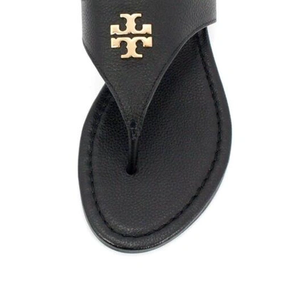 Pre-owned Tory Burch 48255 Black Jolie Flat Thong / Tumbled Leather Size 7.5