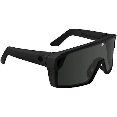 Pre-owned Spy Monolith Sunglasses Polarized Matte Black - Happy Gray Green W/ Black Mirror