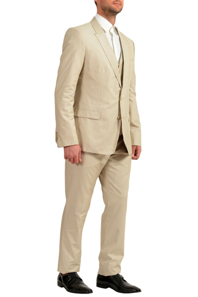 Pre-owned Dolce & Gabbana Men's "martini" Beige Silk Two Button Three Piece Suit