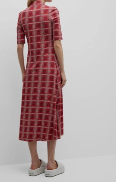 Pre-owned Rosetta Getty $735  Women's Red Wavy Plaid Midi Polo Dress Size Xl