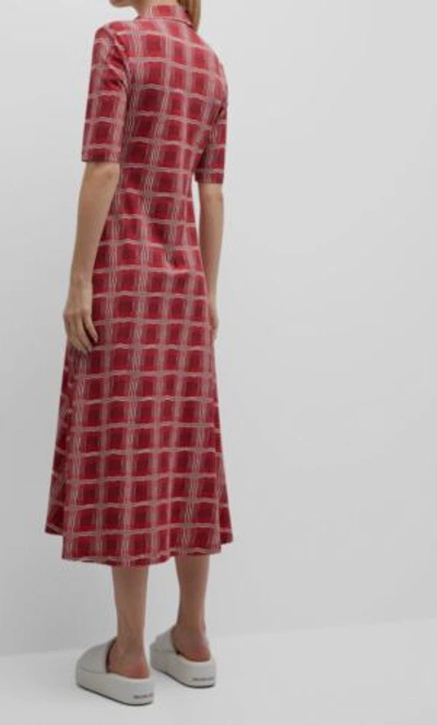 Pre-owned Rosetta Getty $735  Women's Red Wavy Plaid Midi Polo Dress Size Xl