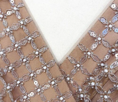 Pre-owned Self-portrait Tan Grid Sequin Tiered Dress Uk4,6,8,10,12 Auth 100% Pls Ask Size In Brown