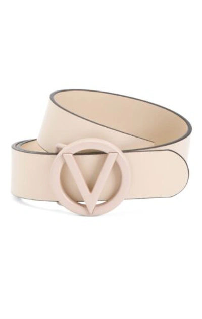 Pre-owned Valentino Garavani Valentino By Mario Valentino Made In Italy Leather Giusy Tonal Buckle Belt In Beige