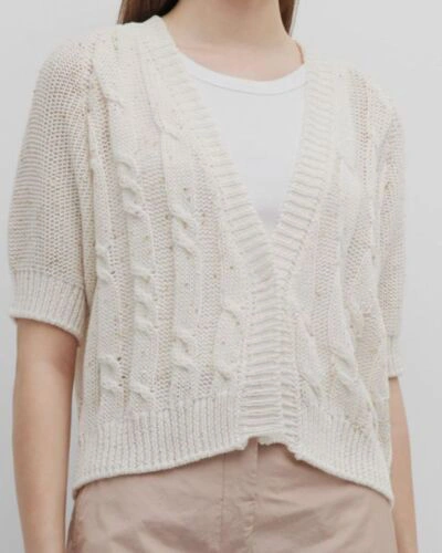 Pre-owned Peserico $780  Women's White Knit Sequin Cardigan Sweater Size It46/us10