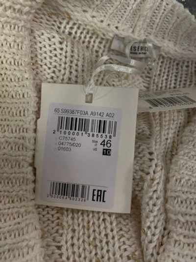 Pre-owned Peserico $780  Women's White Knit Sequin Cardigan Sweater Size It46/us10