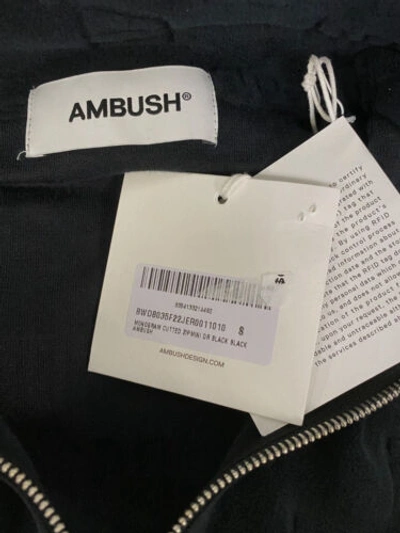 Pre-owned Ambush $665  Women's Black Rib-knit Collared Front Zip Mini Dress Size S