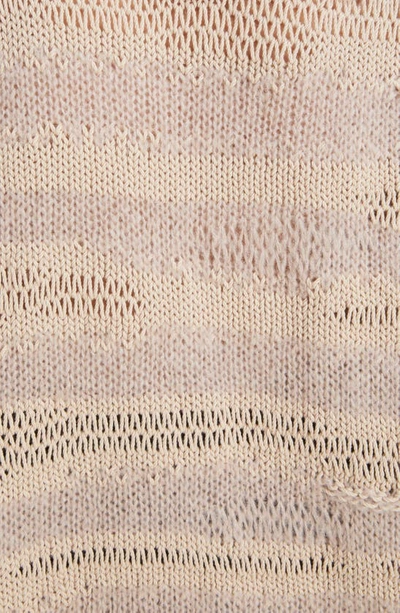 Shop Acne Studios Karita Distressed Stripe Open Stitch Cotton, Mohair & Wool Blend Sweater In Warm Beige/ Champagne Beige