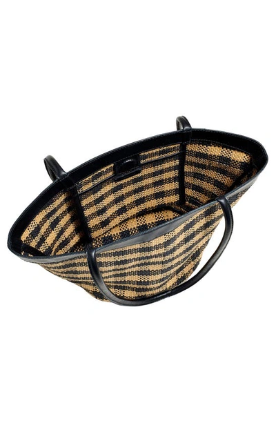 Shop Madewell Market Check Woven Straw Basket Tote In Black Coal Multi