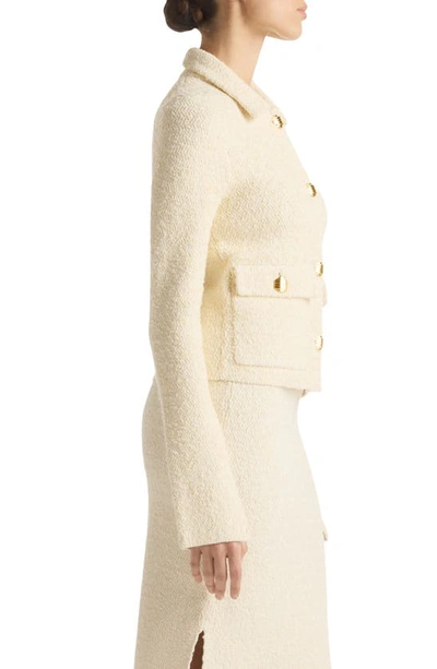 St John Tailored Tweed Jacket With Detail Buttons In Ecru/ Vanilla