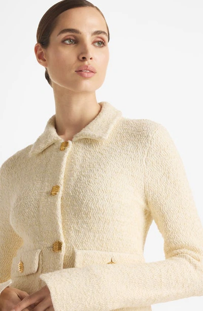 St John Tailored Tweed Jacket With Detail Buttons In Ecru/ Vanilla