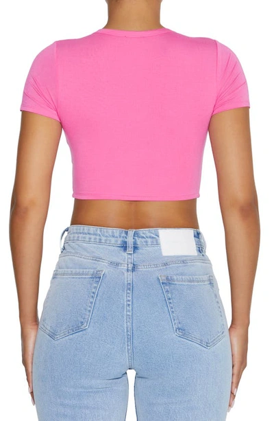 Shop Naked Wardrobe Crewneck Crop T-shirt In Pink