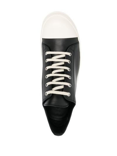 Shop Rick Owens Leather Low Sneakers