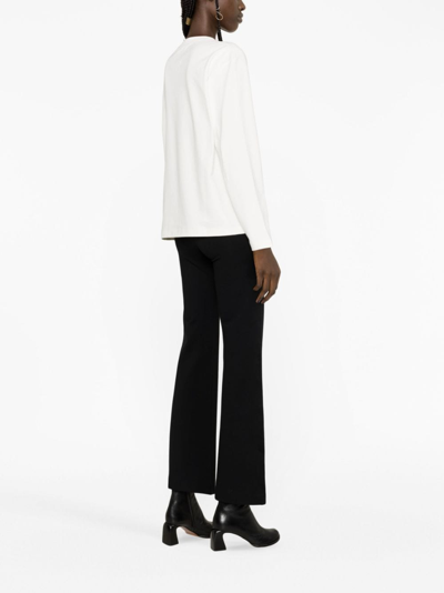 Shop Jil Sander Crew Neck Long Sleeves T-shirt With Ribbed Collar And Printed Logo On The Front