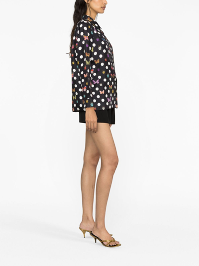 Shop Versace Formal Shirt Twill Silk Fabric With Polka Dot Print Allover Butterflies