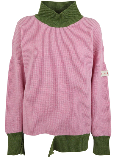 Shop Marni Crew Neck Long Sleeves Loose Fit Sweater