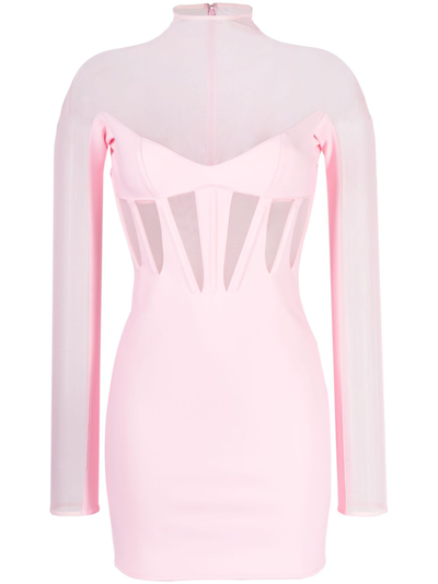 Shop Mugler Pink Corset Illusion Mini Dress