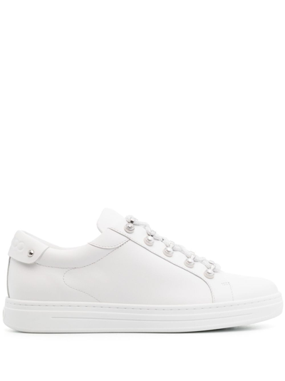 Shop Jimmy Choo Antibes Pearl-embellished Sneakers In White