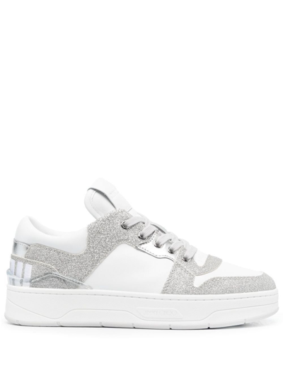 Shop Jimmy Choo Florent Lace-up Sneakers In Silver