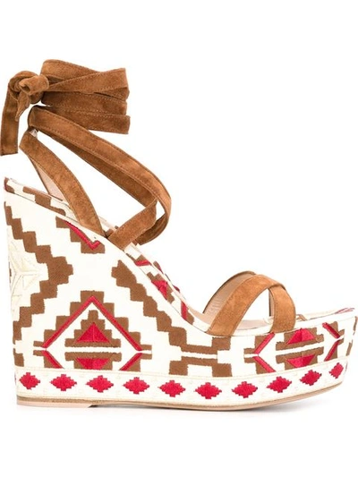 Shop Gianvito Rossi 'cheyenne' Wedge Sandals