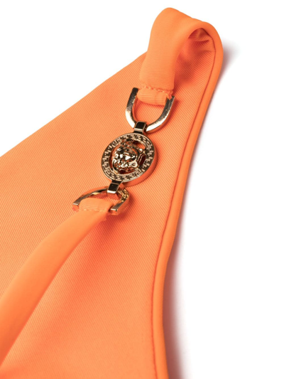 Shop Versace Allover Invisible Bikini Bottoms In Orange