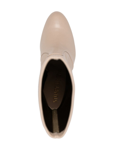 Stuart Weitzman 100mm Luxecurve Leather Ankle Boots In Neutrals