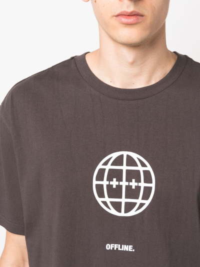 Shop Ksubi Offline Slogan-print Cotton T-shirt In Black