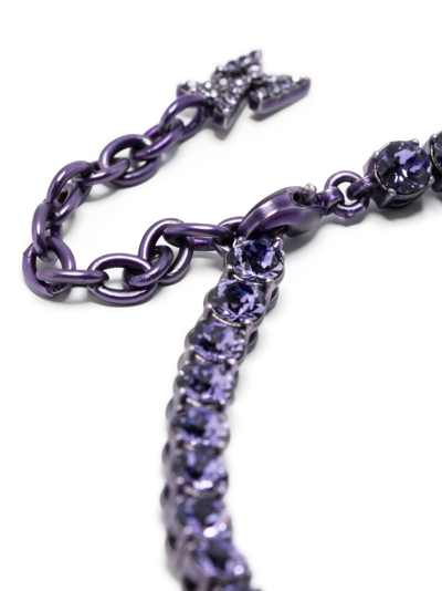 Shop Amina Muaddi Crystal-embellished Tennis Anklet In Purple