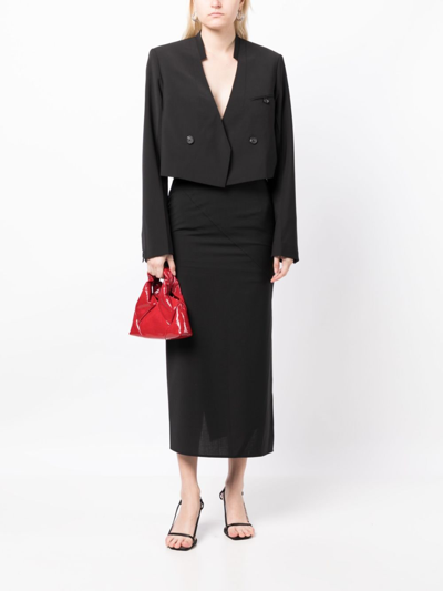 Helmut Lang Black Twisted Midi Skirt In Black