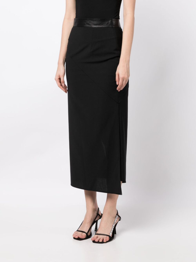 Helmut Lang Black Twisted Midi Skirt In Black