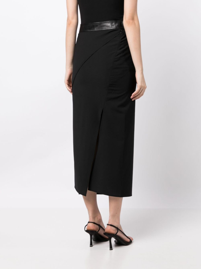 Helmut Lang Black Twisted Midi Skirt In Black