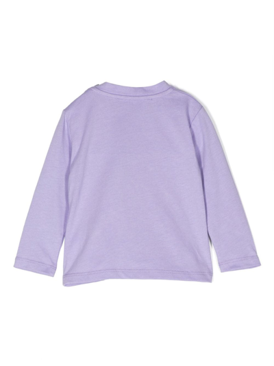 Shop Versace Logo-print Cotton Sweatshirt In Purple