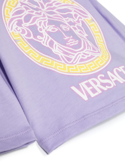 Shop Versace Logo-print Cotton Sweatshirt In Purple