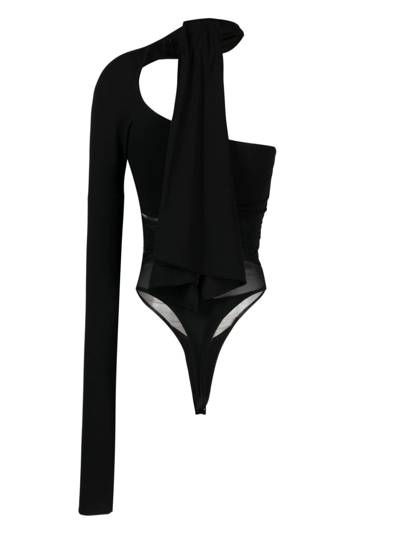 Shop Mugler Cut-out One-shoulder Bodysuit In Black