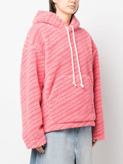 Shop Jw Anderson Logo-embroidered Fleece-textured Hoodie In Pink