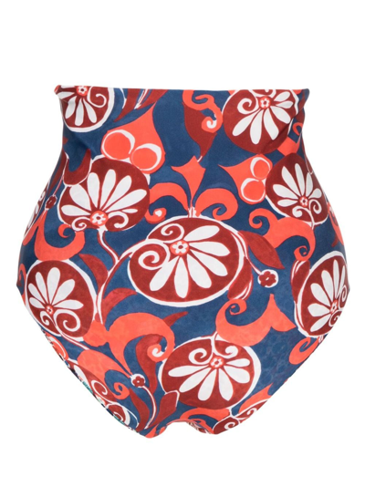 Shop La Doublej Giga Floral-print Bikini Bottoms In Blue