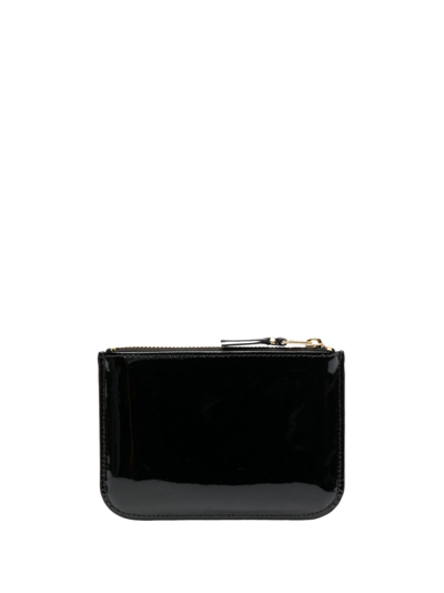 Shop Comme Des Garçons Logo-debossed Patent Leather Wallet In Black