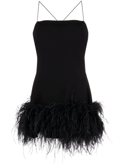 Shop Attico Fujiko Feather-trim Minidress In Black