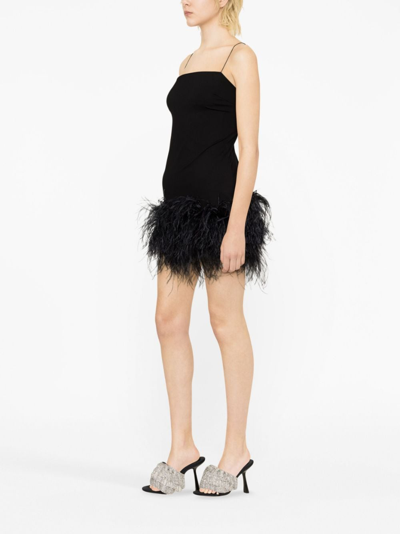 Shop Attico Fujiko Feather-trim Minidress In Black