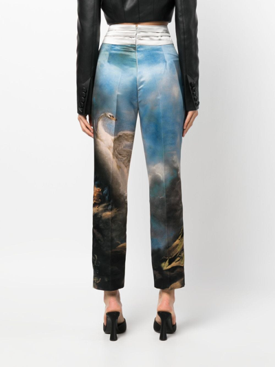 Shop Roberto Cavalli Painting-print Silk Tailored Trousers In 09000