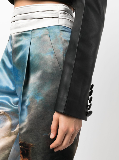 Shop Roberto Cavalli Painting-print Silk Tailored Trousers In 09000