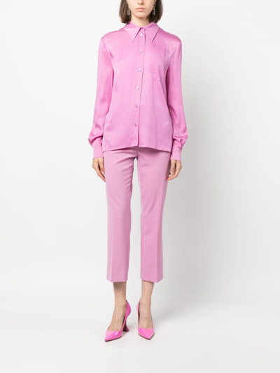 Shop Moschino Pointed-collar Poet-sleeve Shirt In Pink