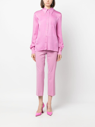 Moschino Pointed-collar Poet-sleeve Shirt In Pink