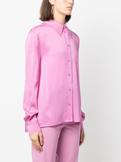 Shop Moschino Pointed-collar Poet-sleeve Shirt In Pink