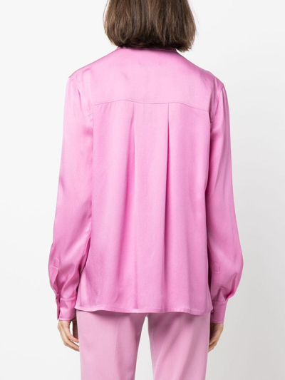 Shop Moschino Pointed-collar Poet-sleeve Shirt In Pink